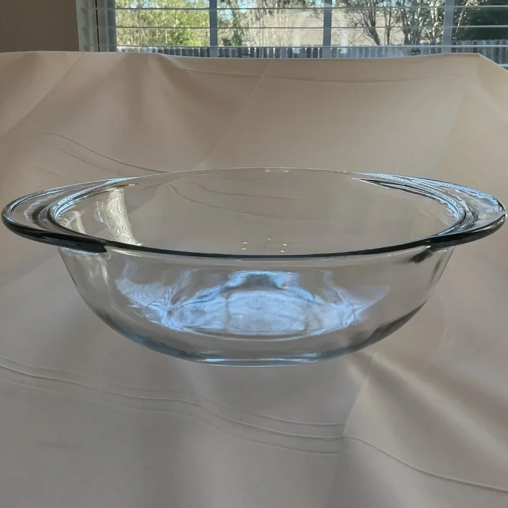 Anchor Hocking 2qt Clear Glass Casserole Dish Round Ovenware Vintage Cottagecore